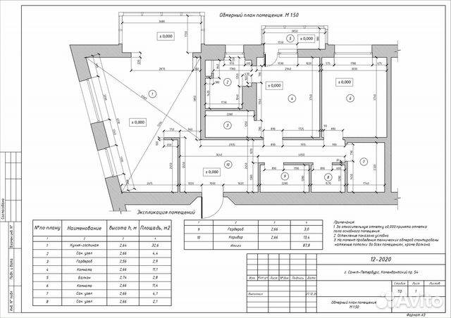 Замеры помещений, квартир (обмеры), в AutoCad