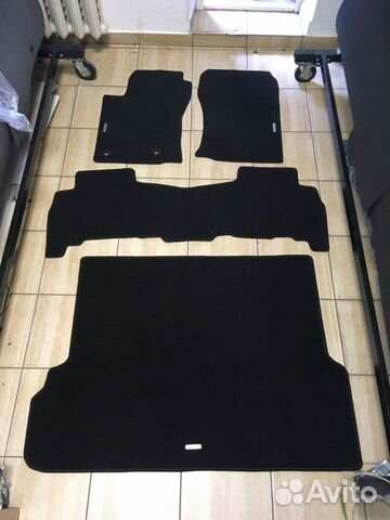 Ворсовые ковры на Прадо 150 черные с багажником