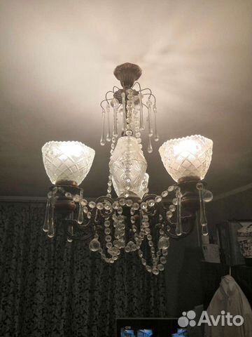 Люстра + бра комплект резной хрусталь