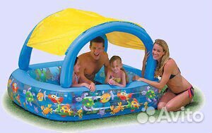 Детский надувной бассейн Рыбки с навесом