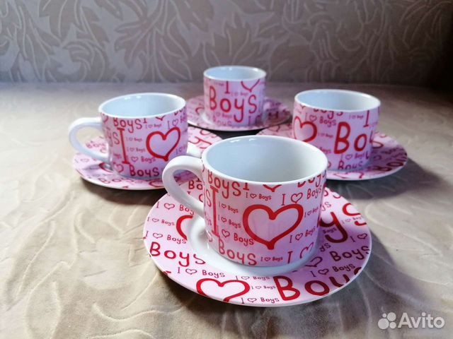 Чашка с блюдцем, чайный сервиз i love boys