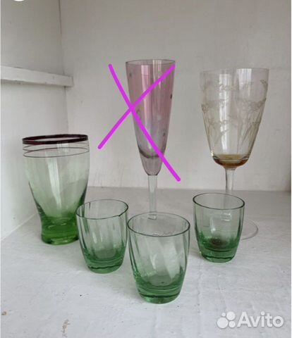 Рюмки и фужеры из цветного стекла СССР