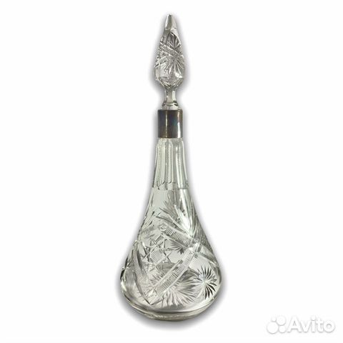 Графин Штоф хрусталь серебро, Ручная резка, 20век