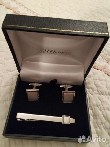 Запонки и зажим для галстука комплект набор