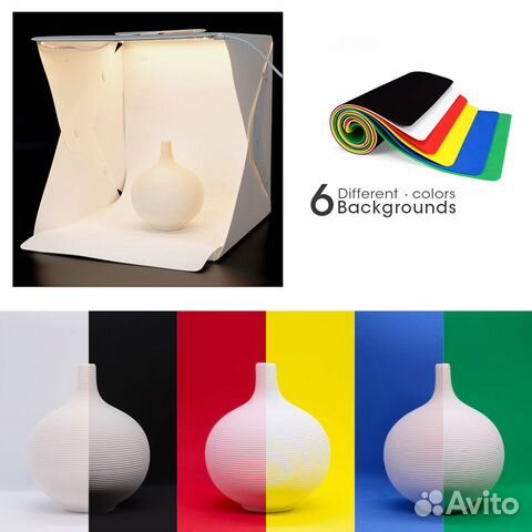 Фотобокс, лайткуб (40 х 40 х 40) + 6 фонов + 2 LED