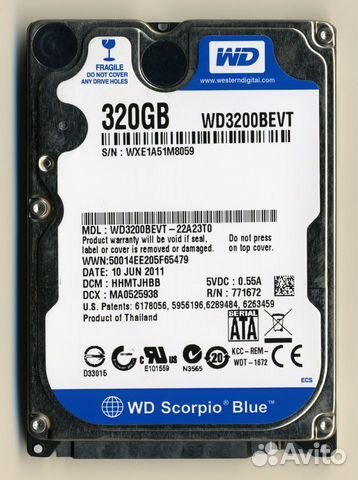HDD WD Scorpio Blue 320 GB