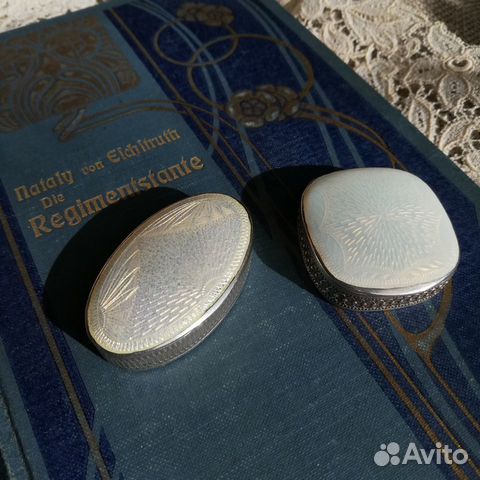 Антикварные таблетницы. Серебро 84, эмаль