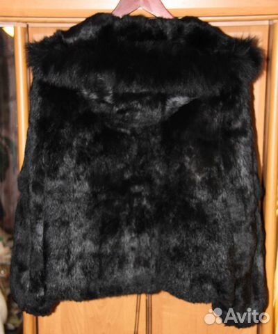Шуба черная автоледи капюшон песец на молнии