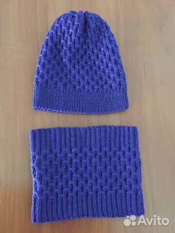 Шапочка бини и снуд, ручная работа, без швов