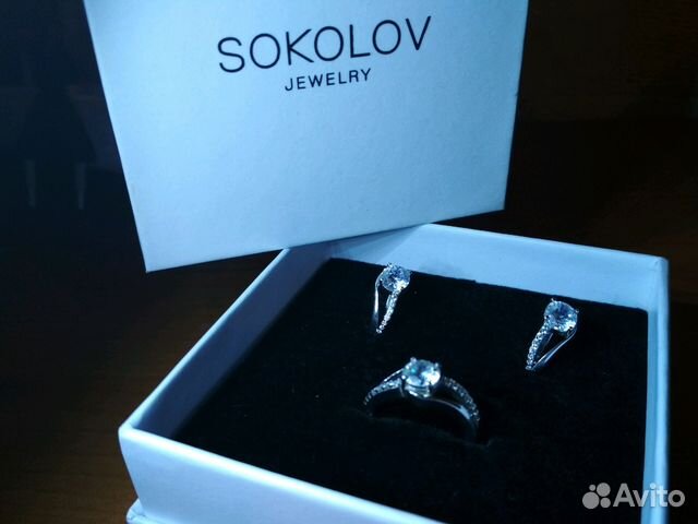 Серебряный набор sokolov. Кольцо и серьги Серебряный набор sokolov. Кольцо и серьги