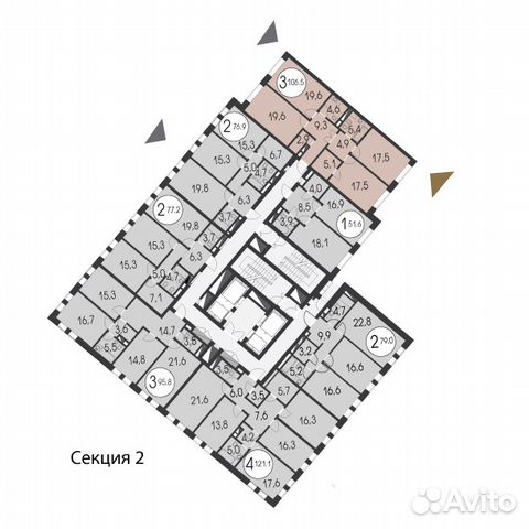 3-к квартира, 106.5 м², 27/33 эт. 3-к квартира, 106.5 м², 27/33 эт.