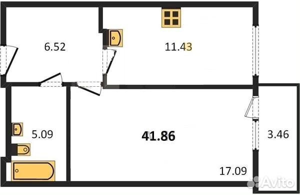 1-к квартира, 41.9 м², 10/15 эт.