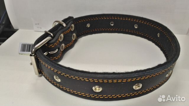 Ошейник 30мм кожа двойной безразмерный/301нн
