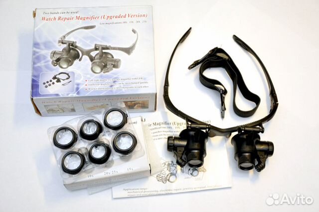 Лупа очки с подсветкой Watch Repair Magnifier