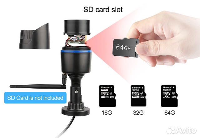 IP Wi-Fi Full HD камера со звуком 1080P microsd