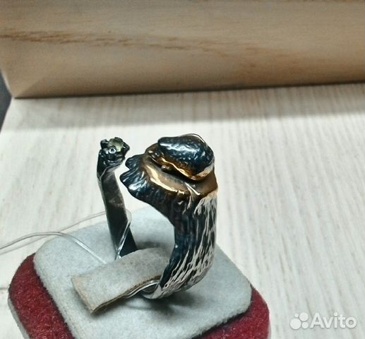 Кольцо ёжик на пеньке, серебро Астра