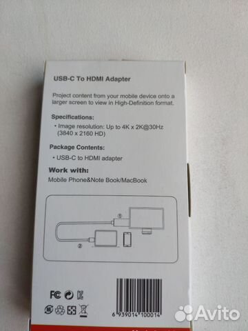 Кабель-переходник с type-c на hdmi