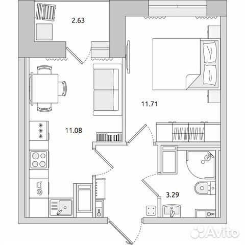 1-к квартира, 33.2 м², 19/20 эт. 1-к квартира, 33.2 м², 19/20 эт.