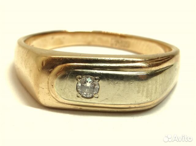 Золотое мужское кольцо 585 пробы с бриллиантом