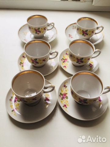 Кофейные чашки и блюдца фарфор винтаж СССР