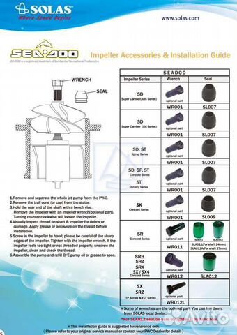 Ключ для импеллеров Sea-Doo,Yamaha,Kawasaki,Honda