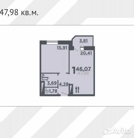 1-к квартира, 46 м², 14/24 эт.