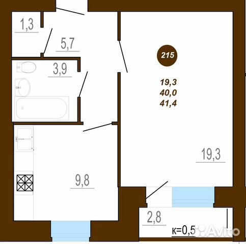 1-к квартира, 41.4 м², 5/10 эт. 1-к квартира, 41.4 м², 5/10 эт.