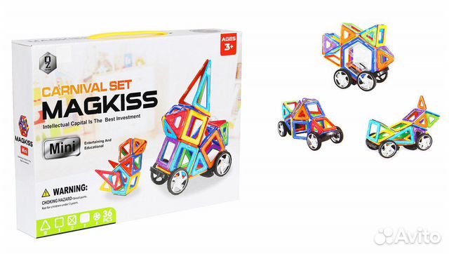 Конструктор магнитный 36 деталей Mini (HD340A)