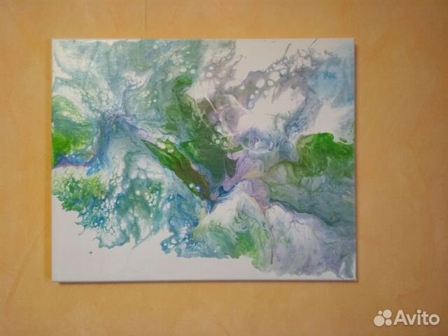 Картина абстракция 40*50, акрил в технике fluid-ar