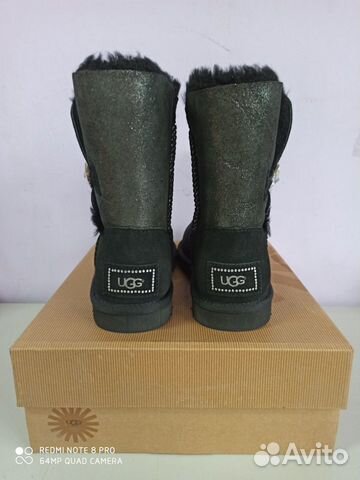 Uggbaileybutton Угги с одной пуговкой серебристые