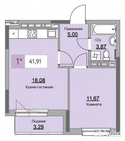 2-к квартира, 42 м², 2/14 эт. 2-к квартира, 42 м², 2/14 эт.