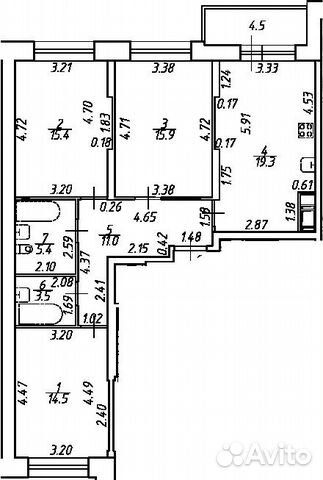 3-к квартира, 85 м², 2/17 эт.