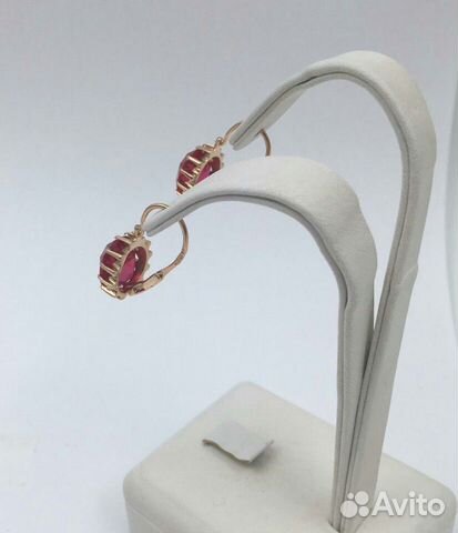Серьги из золота 583 пробы с корундами СССР Серьги из золота 583 пробы с корундами СССР