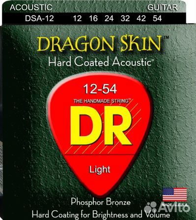 Струны Акустика 12-54 DR DSA-12 Dragon Skin Coated Струны Акустика 12-54 DR DSA-12 Dragon Skin Coated