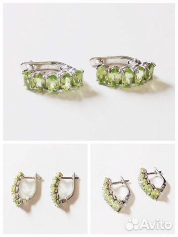 Серьги серебрянные с хризолитом новые