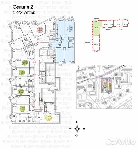 3-к квартира, 89 м², 19/22 эт. 3-к квартира, 89 м², 19/22 эт.