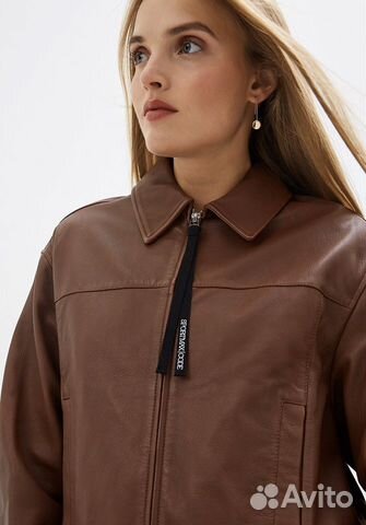 Кожаная куртка коричневая Sportmax Max Mara Макс М Кожаная куртка коричневая Sportmax Max Mara Макс М
