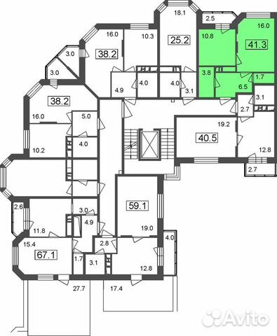 1-к квартира, 38.8 м², 6/7 эт.