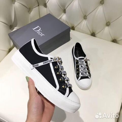 Кеды женские Dior ткань кожа Кеды женские Dior ткань кожа
