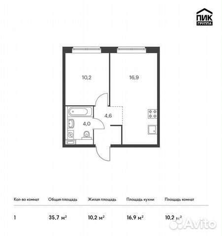 1-к квартира, 35.7 м², 1/25 эт. 1-к квартира, 35.7 м², 1/25 эт.