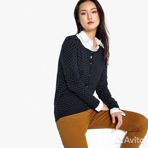 Кардиган в горошек L la redoute