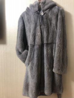 Шуба норковая серо-голубая