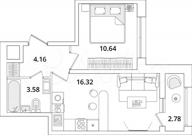 1-к. квартира, 36,1 м², 11/22 эт.