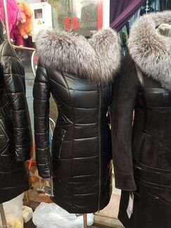 Пальто зимнее женское экокожа
