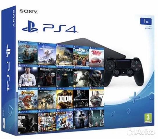 Sony PS4 Slim Прошитая + много топовых игр