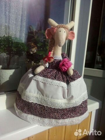 Текстильная коза, грелка на чайник, Тильда