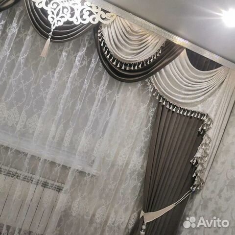 Шторы жаккард с ламбрекена