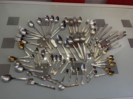 Ложки, вилки и ножи мельхиор