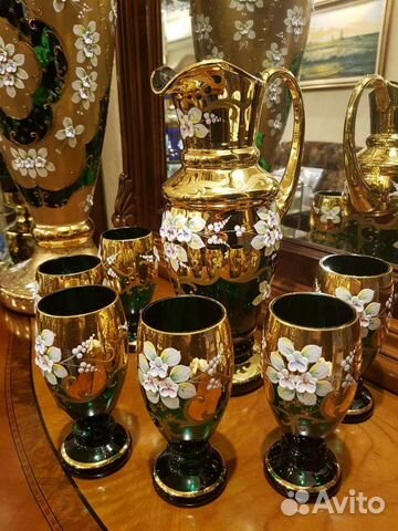 Графин со стаканами Богемия Смальта Лепка Новый