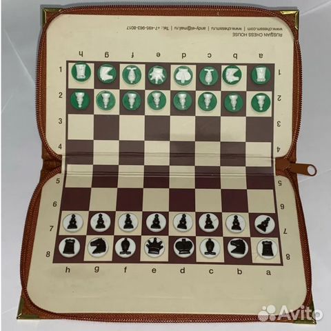 Шахматы карманные магнитные(Кор.футляр зел.фигур.)